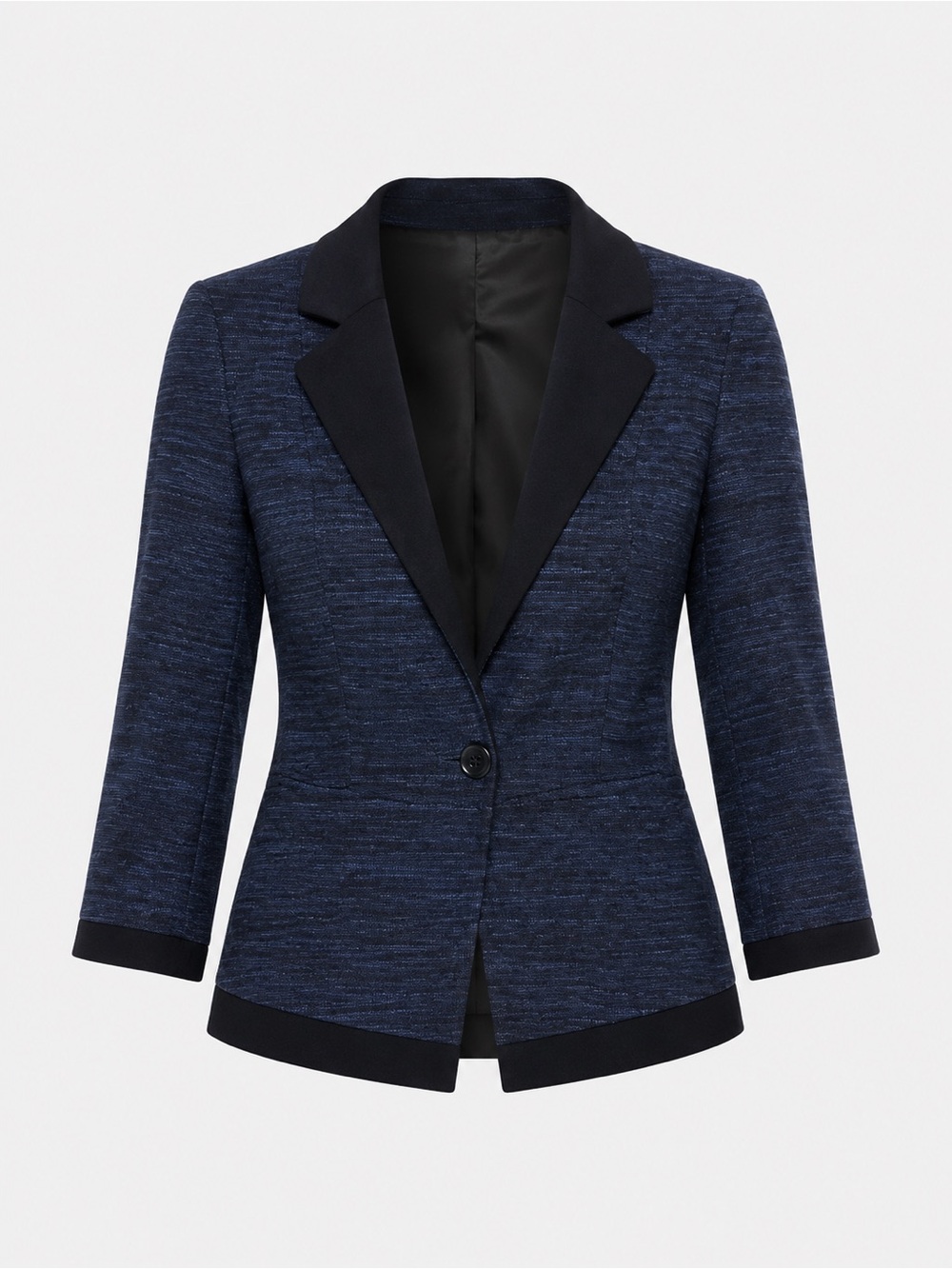 Halogen Navy and Black Single-Button Textured Blazer